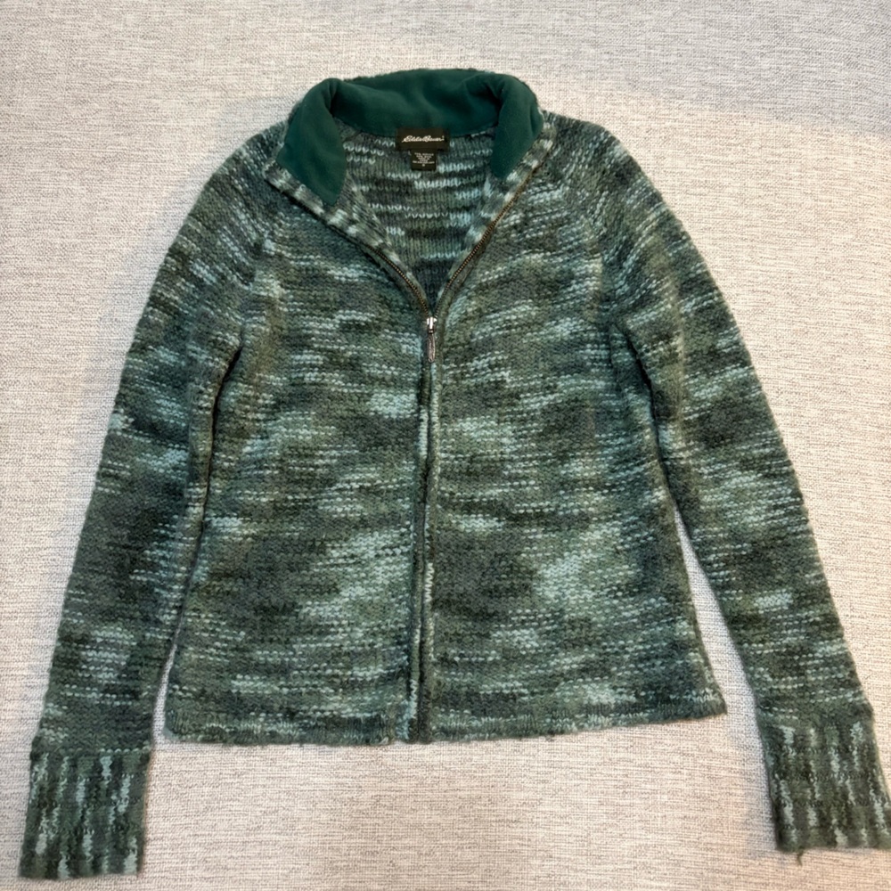 Green Patterned Knit Jacket - image 1